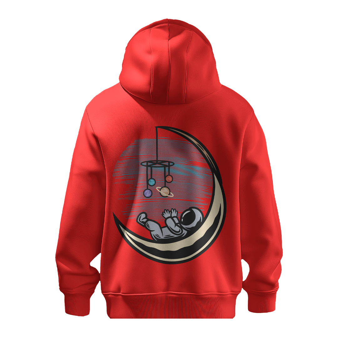 BULL CLOTHING Astronaut Baby Moon Graphic Hoodie | 60% Cotton 40% Poly | 280 GSM | Unisex Casual Sweatshirt | Trendy Space Print Winter Hoodie