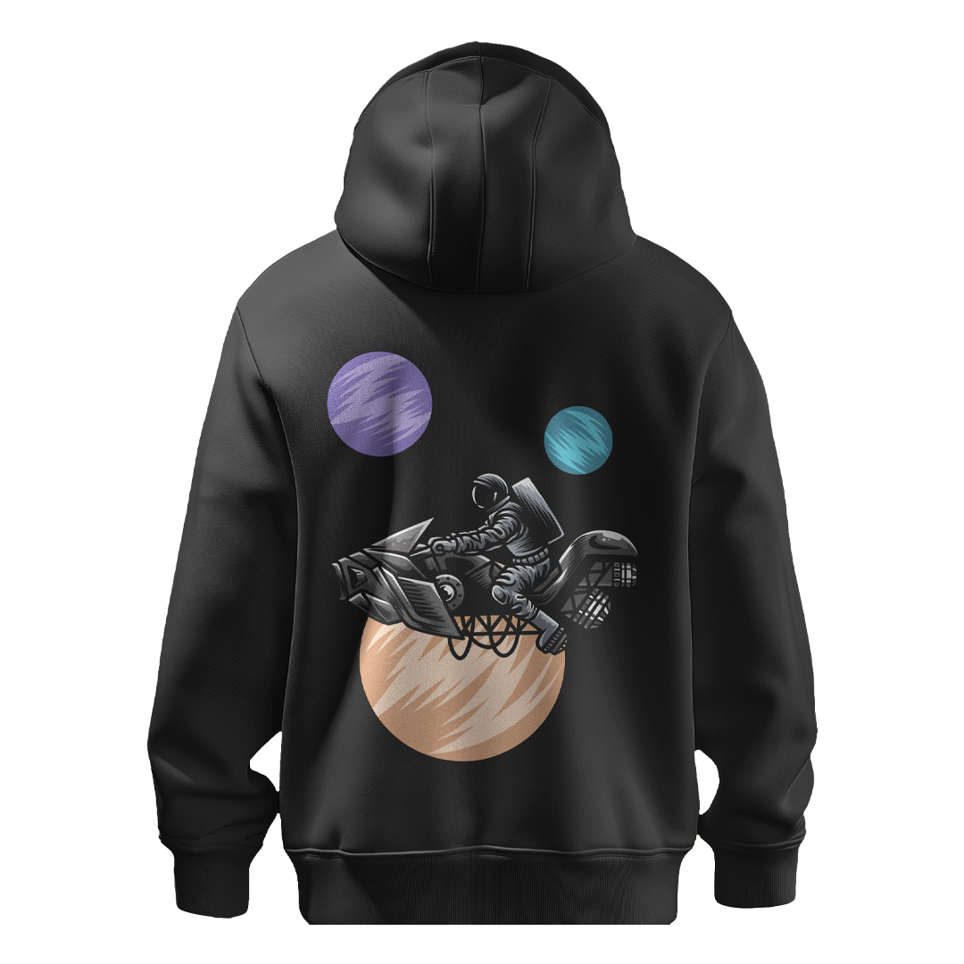 BULL CLOTHING Men's Royal Stylish Astronaut Bike Print Hoodie | Made with 60% Cotton 40% Polyester Blend | Premium 280 GSM Fleece |Comfortable Casual Wear Sweatshirt