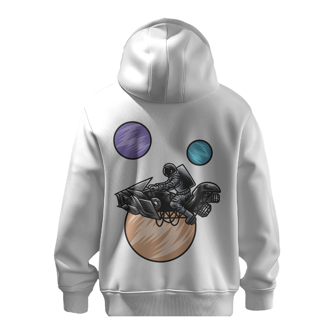 BULL CLOTHING Men's Royal Stylish Astronaut Bike Print Hoodie | Made with 60% Cotton 40% Polyester Blend | Premium 280 GSM Fleece |Comfortable Casual Wear Sweatshirt