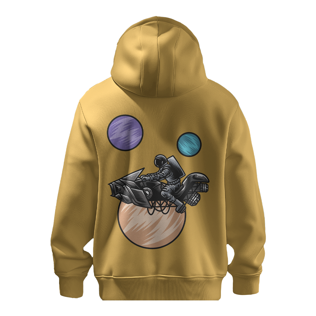 BULL CLOTHING Men's Royal Stylish Astronaut Bike Print Hoodie | Made with 60% Cotton 40% Polyester Blend | Premium 280 GSM Fleece |Comfortable Casual Wear Sweatshirt