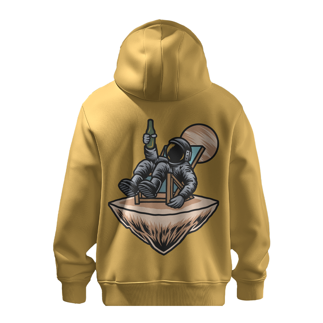 BULL CLOTHING Astronaut Chilling Graphic Hoodie | 60% Cotton 40% Poly | 280 GSM | Unisex Casual Sweatshirt | Trendy Space Print Winter Hoodie