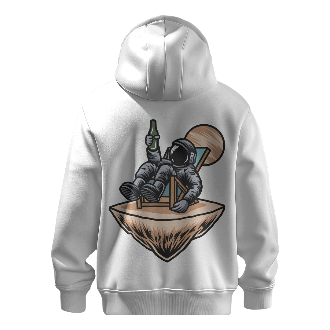 BULL CLOTHING Astronaut Chilling Graphic Hoodie | 60% Cotton 40% Poly | 280 GSM | Unisex Casual Sweatshirt | Trendy Space Print Winter Hoodie