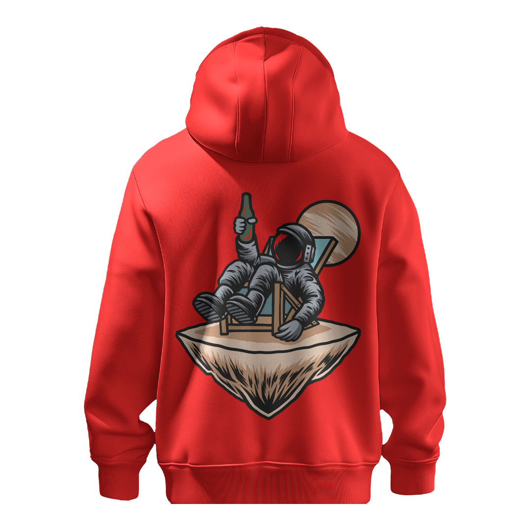 BULL CLOTHING Astronaut Chilling Graphic Hoodie | 60% Cotton 40% Poly | 280 GSM | Unisex Casual Sweatshirt | Trendy Space Print Winter Hoodie