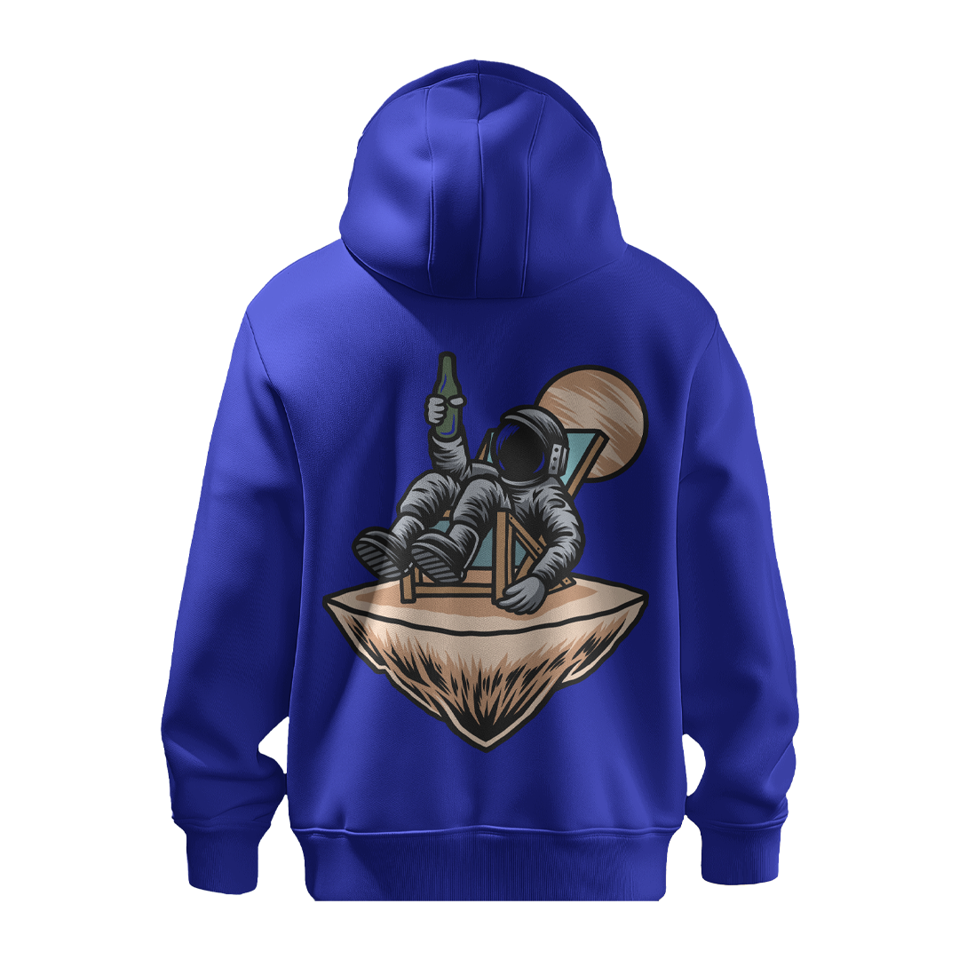 BULL CLOTHING Astronaut Chilling Graphic Hoodie | 60% Cotton 40% Poly | 280 GSM | Unisex Casual Sweatshirt | Trendy Space Print Winter Hoodie