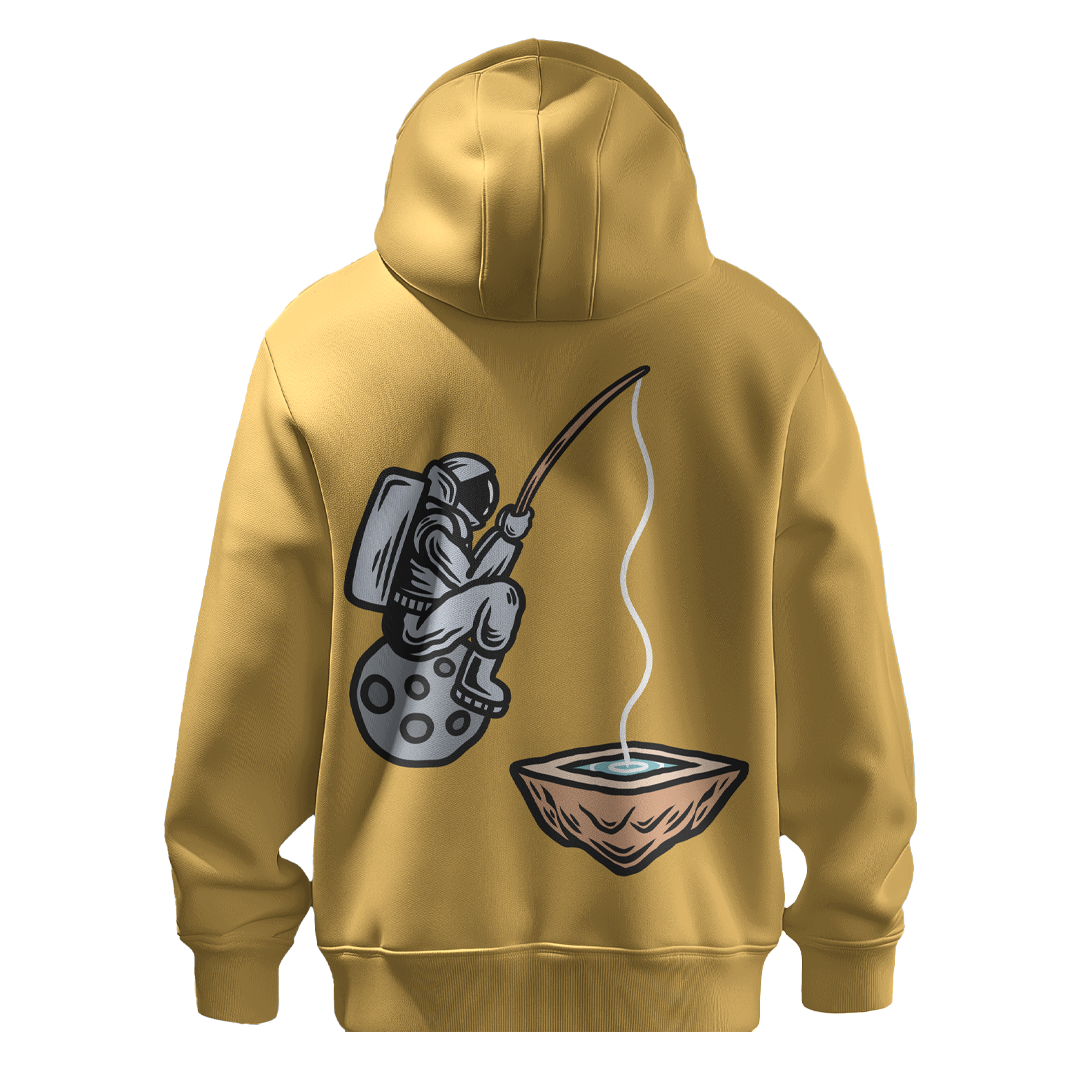 BULL CLOTHING Astronaut Fishing Graphic Hoodie | Cozy Pullover with Hood | 60% Cotton 40% Polyester Blend | Premium 280 GSM|Stylish, Durable, and Comfortable Sweatshirt for Men