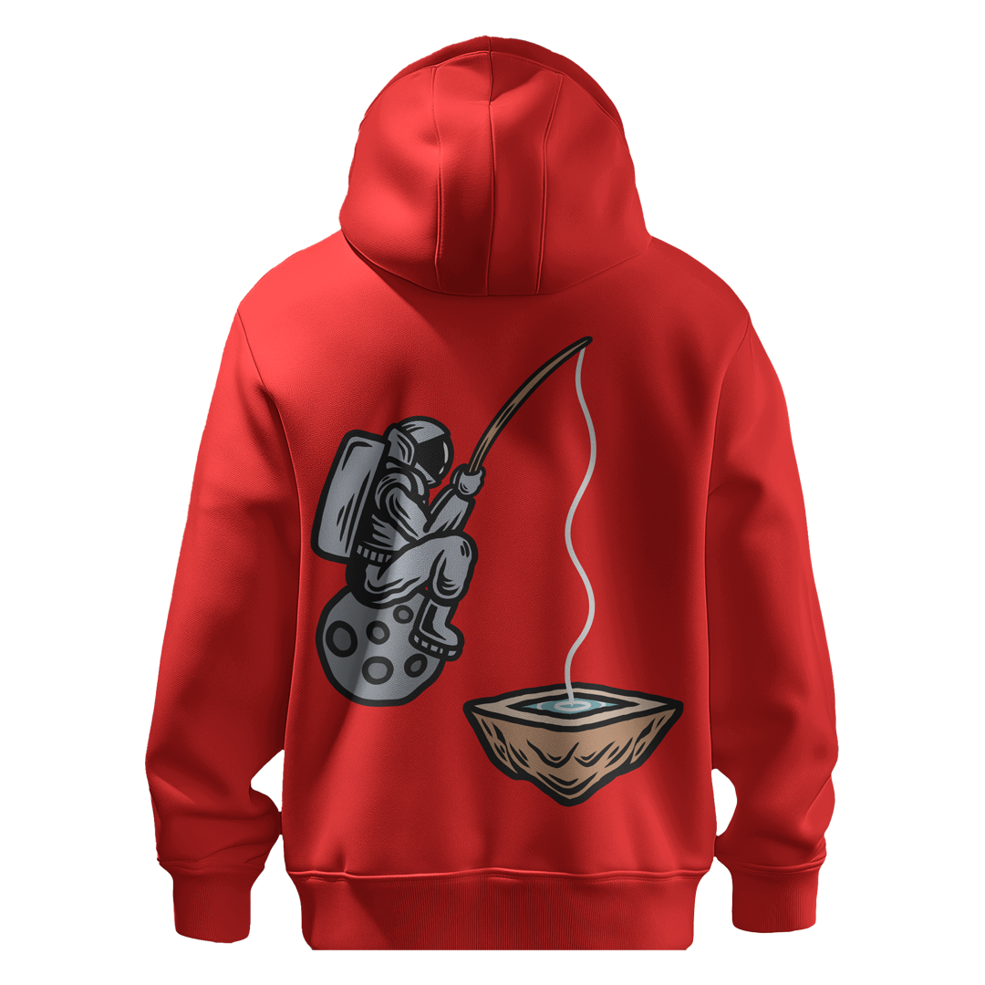 BULL CLOTHING Astronaut Fishing Graphic Hoodie | Cozy Pullover with Hood | 60% Cotton 40% Polyester Blend | Premium 280 GSM|Stylish, Durable, and Comfortable Sweatshirt for Men