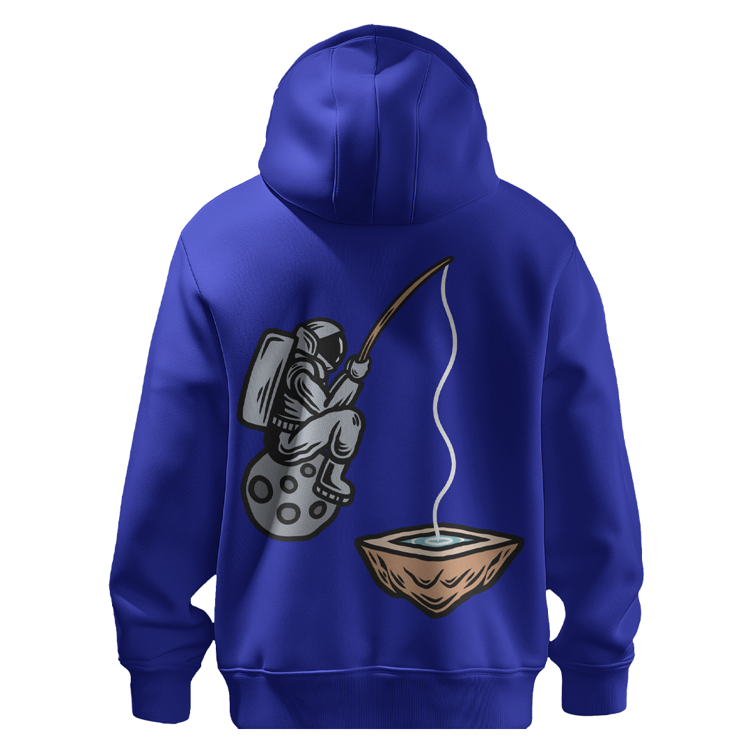 BULL CLOTHING Astronaut Fishing Graphic Hoodie | Cozy Pullover with Hood | 60% Cotton 40% Polyester Blend | Premium 280 GSM|Stylish, Durable, and Comfortable Sweatshirt for Men