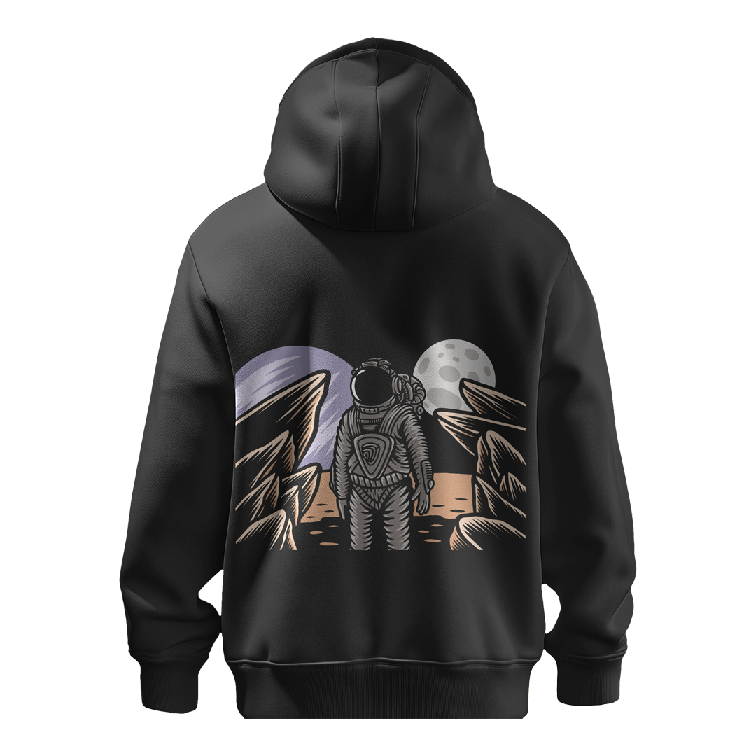 BULL CLOTHING Astronaut Monkey Space Graphic Hoodie | 60% Cotton 40% Poly | 280 GSM | Unisex Casual Sweatshirt with Rocket Print | Trendy Streetwear Winter Hoodie