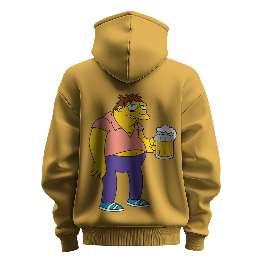 BULL CLOTHING Premium Mustard Yellow Barney Gumble Hoodie | 60% Cotton, 40% Polyester | 280 GSM Fleece Sweatshirt for Comfort & Durability