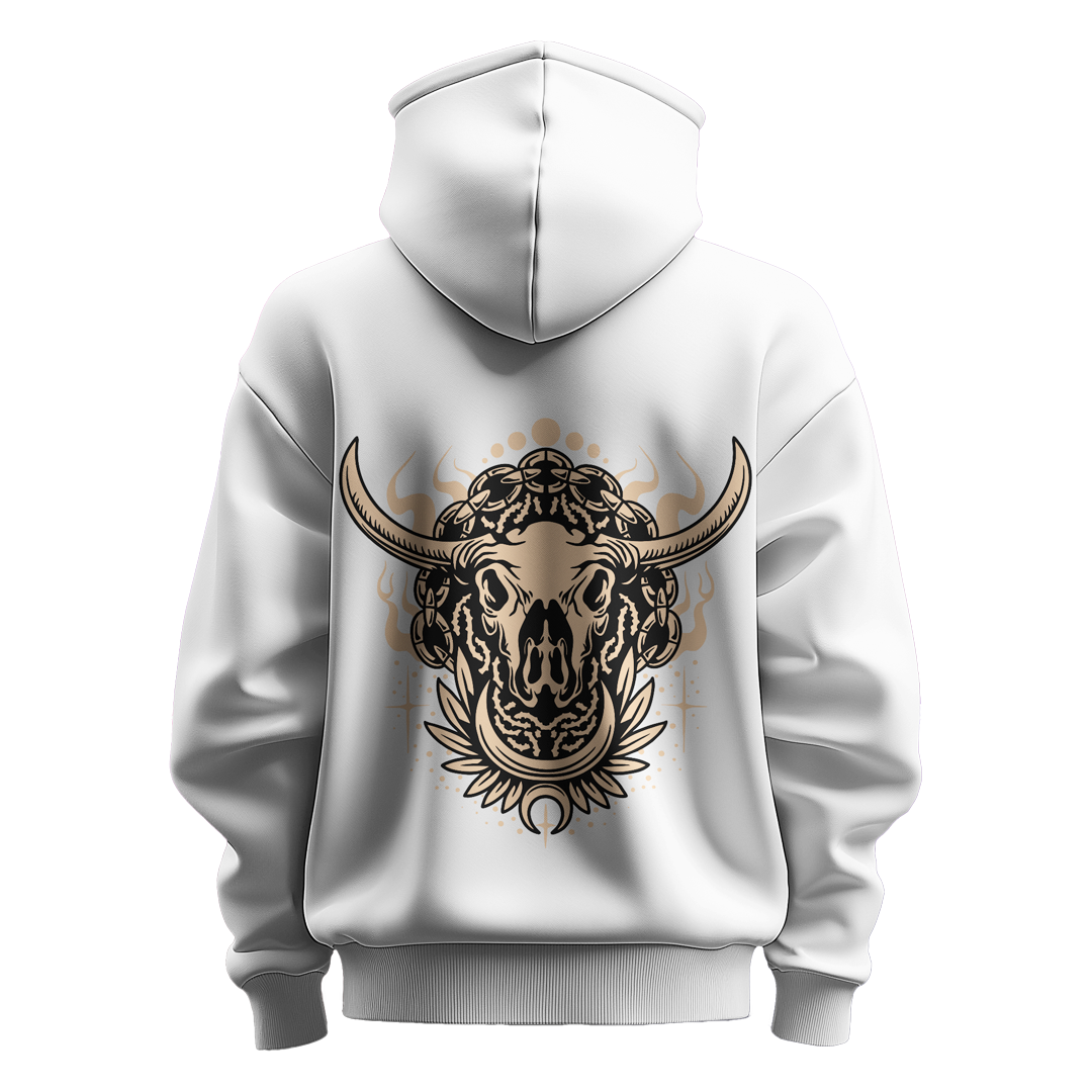 BULL CLOTHING Men's Bull Skull Graphic Hoodie | 60% Cotton, 40% Polyester Blend | 280 GSM for Ultimate Comfort and Durability