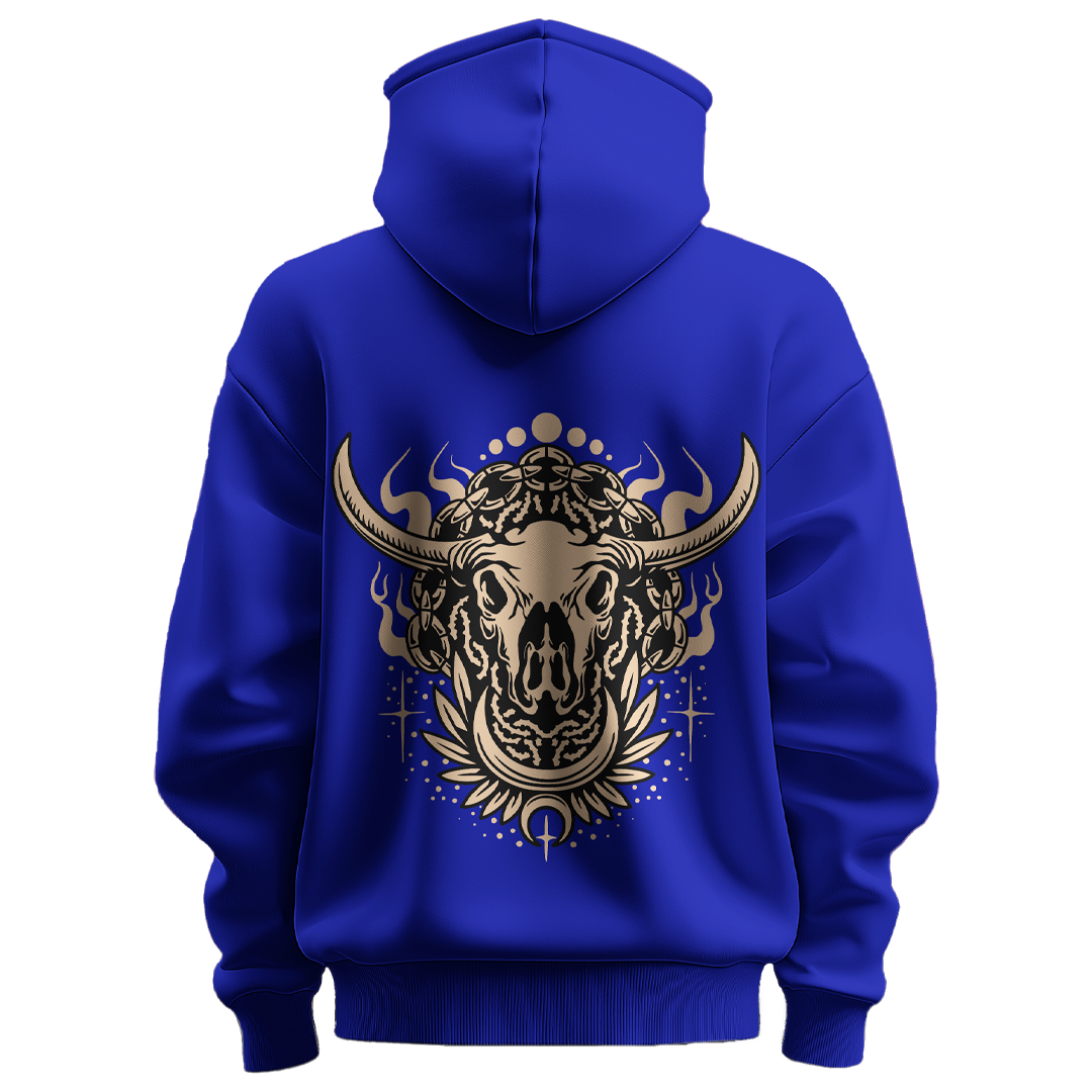 BULL CLOTHING Men's Bull Skull Graphic Hoodie | 60% Cotton, 40% Polyester Blend | 280 GSM for Ultimate Comfort and Durability