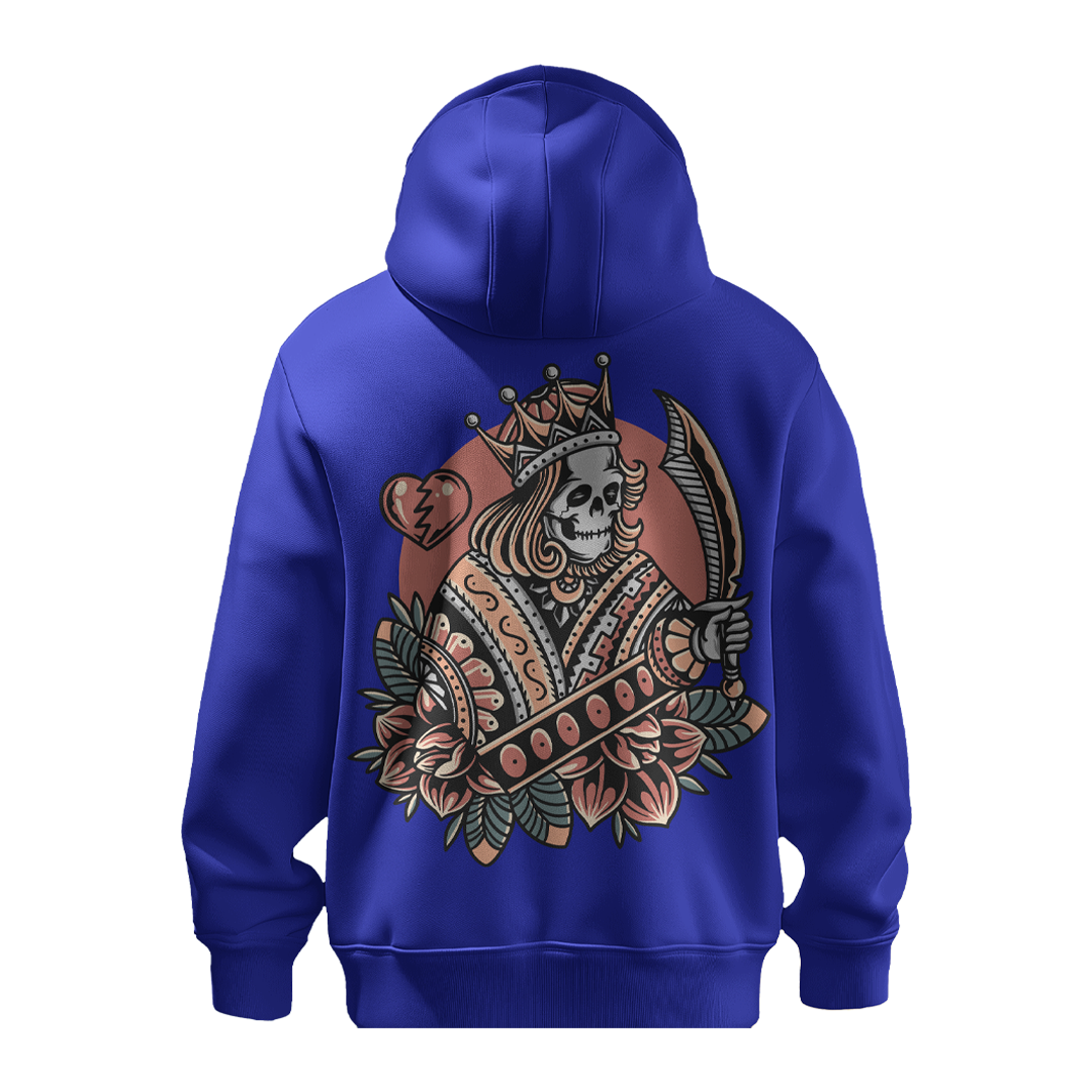 BULL CLOTHING Men's Dark Blue Hoodie | Skull King Printed Design |60% Cotton 40% Poly | 280 GSM Fleece