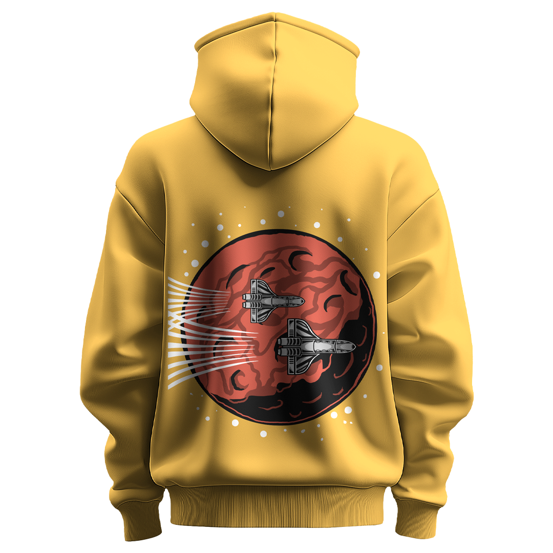 BULL CLOTHING Men's Mars Rocket Adventure Hoodie | 60% Cotton, 40% Polyester Blend | Premium 280 GSM Fleece |  Comfortable Casual Wear Sweatshirt