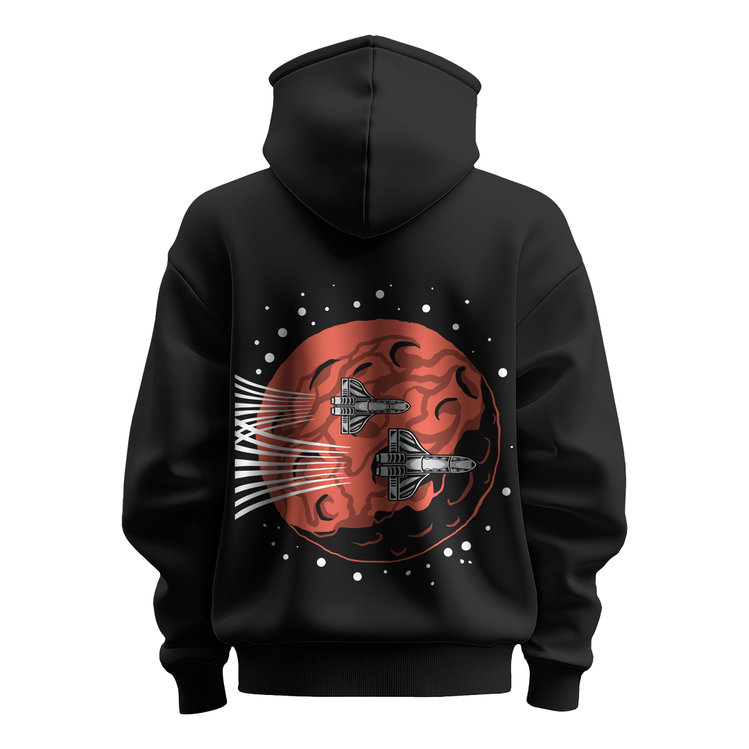 BULL CLOTHING Men's Mars Rocket Adventure Hoodie | 60% Cotton, 40% Polyester Blend | Premium 280 GSM Fleece |  Comfortable Casual Wear Sweatshirt