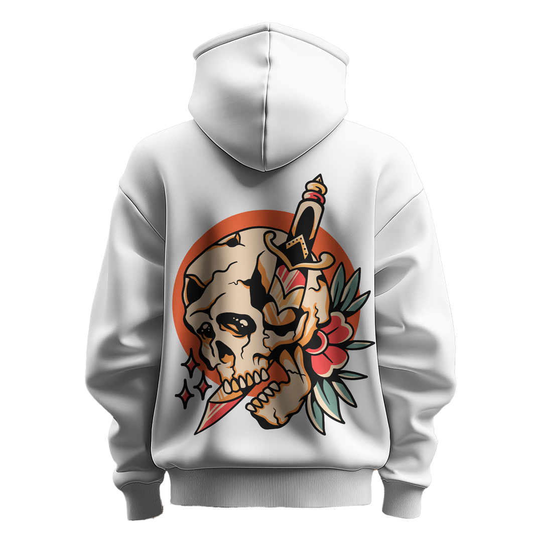BULL CLOTHING Skull and Dagger Graphic Hoodie | Crafted from a Comfortable 60% Cotton, 40% Polyester Blend | 280 GSM for Superior Softness, Durability, and Style