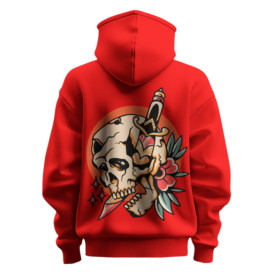 BULL CLOTHING Skull and Dagger Graphic Hoodie | Crafted from a Comfortable 60% Cotton, 40% Polyester Blend | 280 GSM for Superior Softness, Durability, and Style