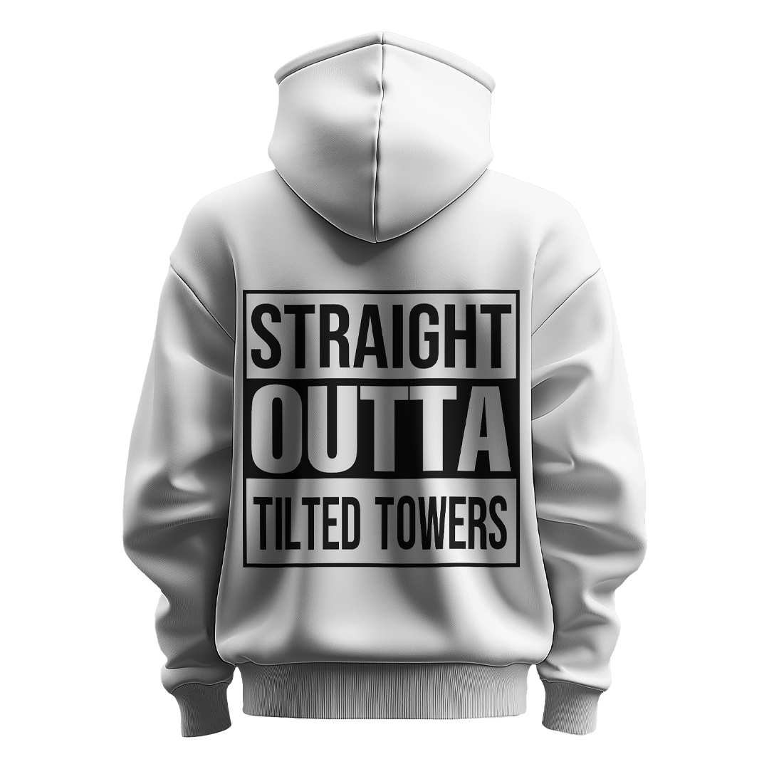 BULL CLOTHING Straight Outta Tilted Towers Red Hoodie | 60% Cotton, 40% Polyester Blend | Premium 280 GSM Fleece| Comfortable Casual Wear Sweatshirt