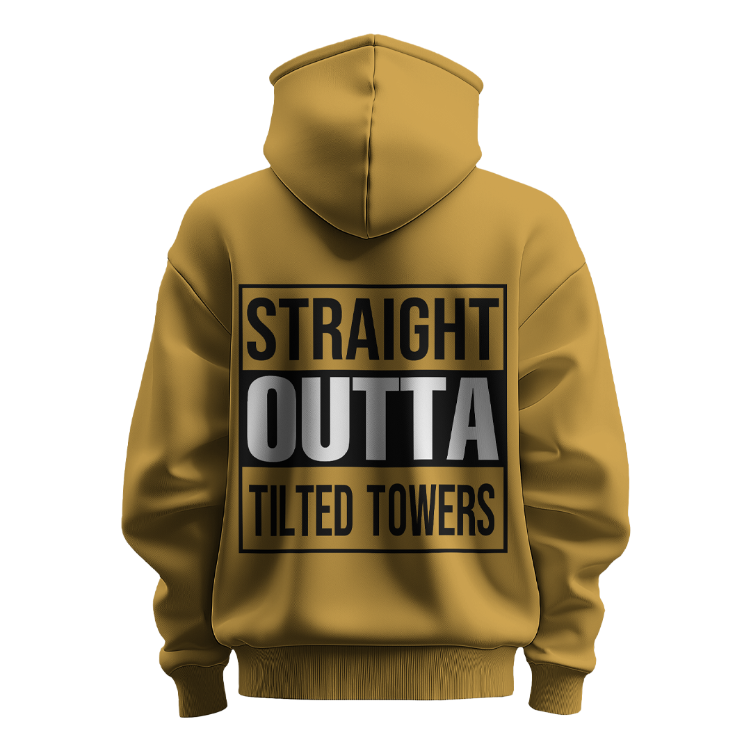 BULL CLOTHING Straight Outta Tilted Towers Red Hoodie | 60% Cotton, 40% Polyester Blend | Premium 280 GSM Fleece| Comfortable Casual Wear Sweatshirt