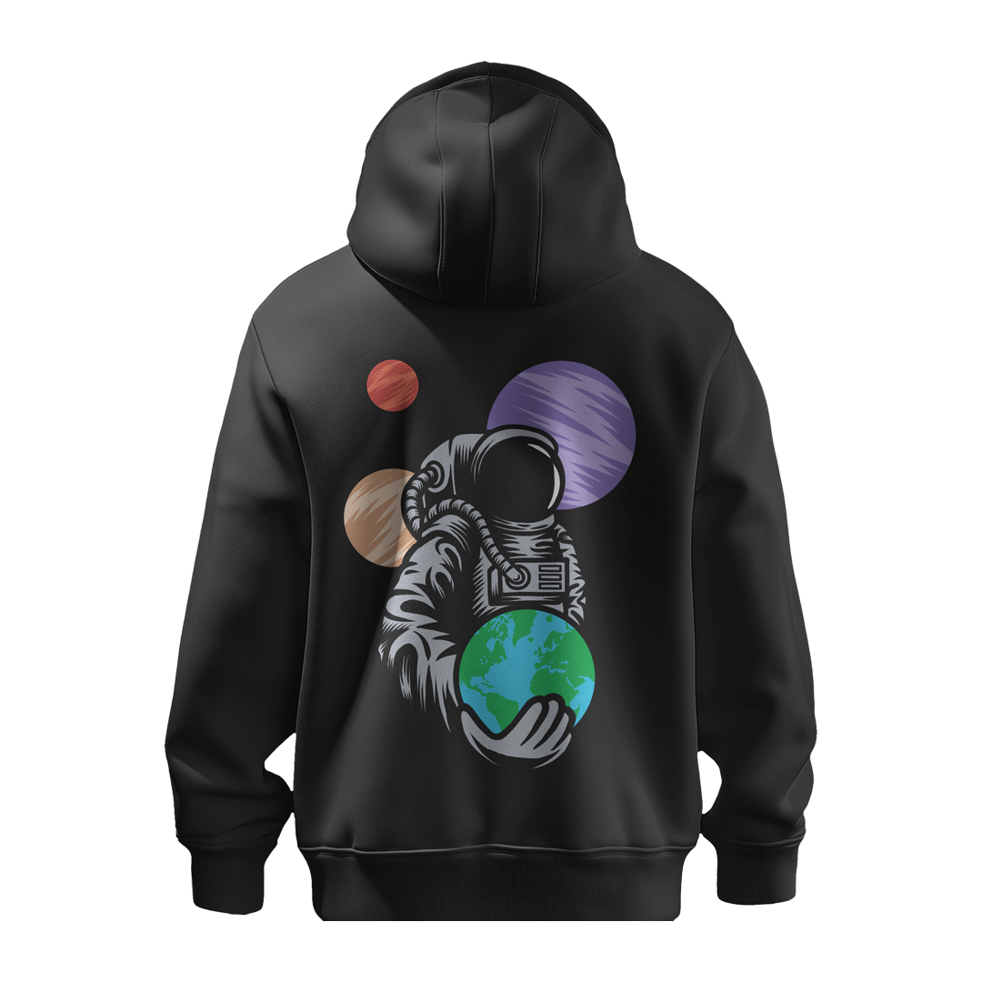 BULL CLOTHING Stylish Astronaut Printed Hoodie for Men| Made with 60% Cotton 40% Poly Blend | Premium 280 GSM Fabric | Comfortable & Durable Casual Wear Sweatshirt
