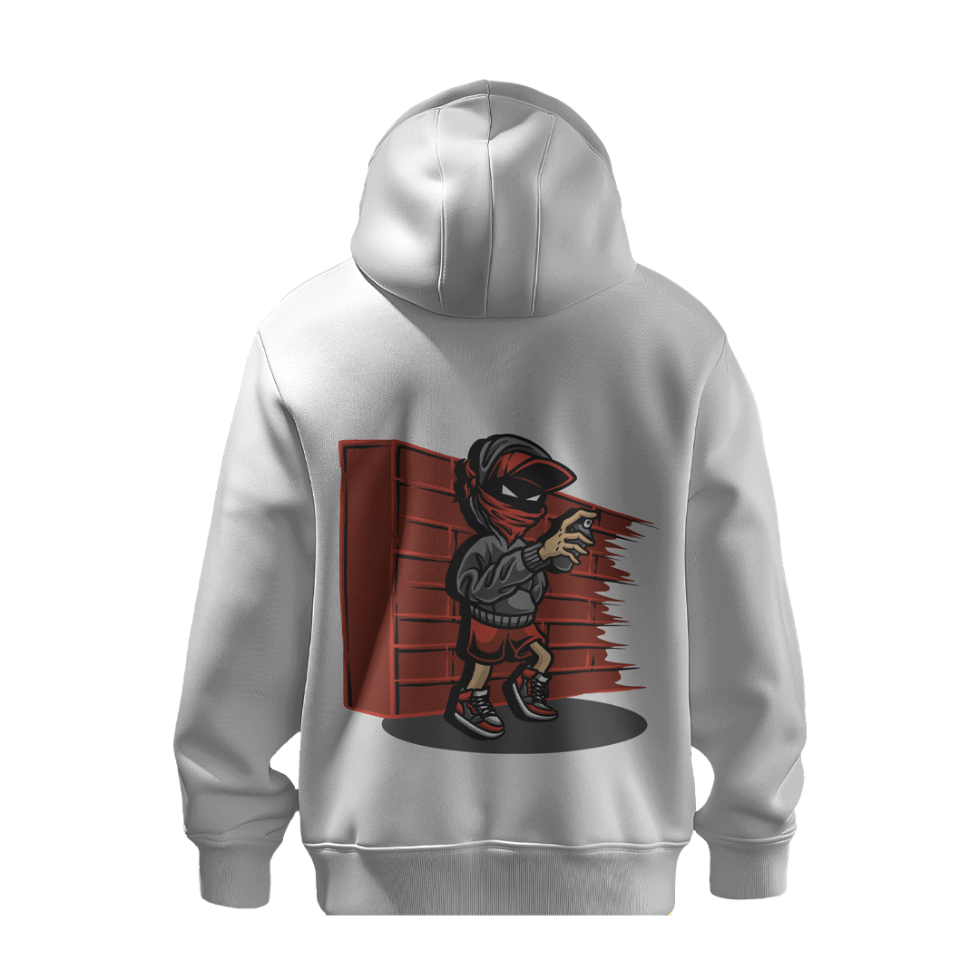 BULL CLOTHING Stylish Mens Hoodie with Urban Ninja Red & Black Painter Design, Comfortable Printed Hoodie for Cool Youth Look, Perfect for Casual Outings, Parties, and Streetwear