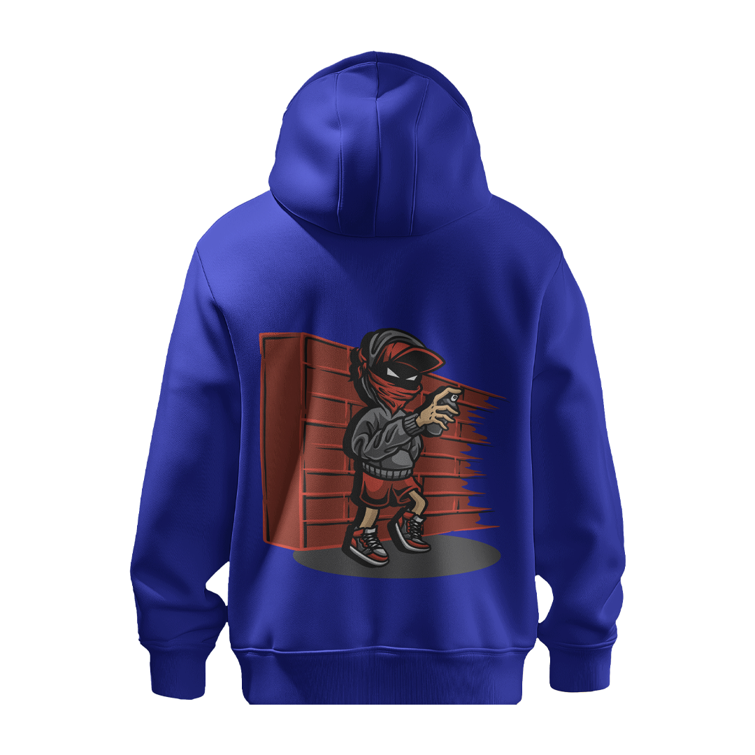 BULL CLOTHING Stylish Mens Hoodie with Urban Ninja Red & Black Painter Design, Comfortable Printed Hoodie for Cool Youth Look, Perfect for Casual Outings, Parties, and Streetwear
